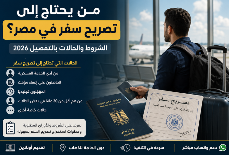 شاب مصري يستعد للسفر ويحمل جواز سفر مع توضيح حالات من يحتاج إلى تصريح سفر في مصر قبل السفر للخارج